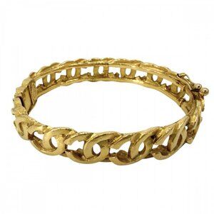 Chanel Bangle Bracelet CC Logo Coco Vintage Gold